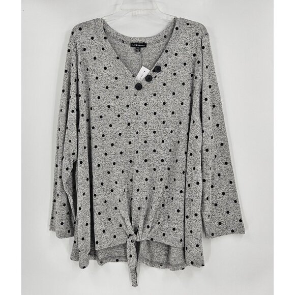 Lane Bryant Tops - Lane Bryant Women Lightweight Sweater 22/24 Top Gray Black Polka Dot New